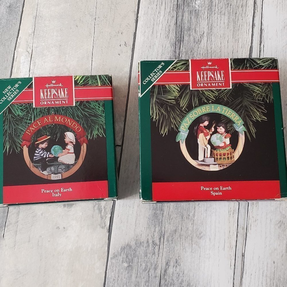 Peace on Earth Set of 2 Hallmark Keepsake Ornaments